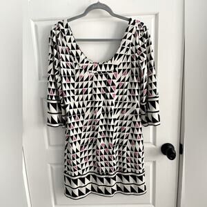 Diane Von Furstenberg Vintage DVF pink black white dress -Size 8